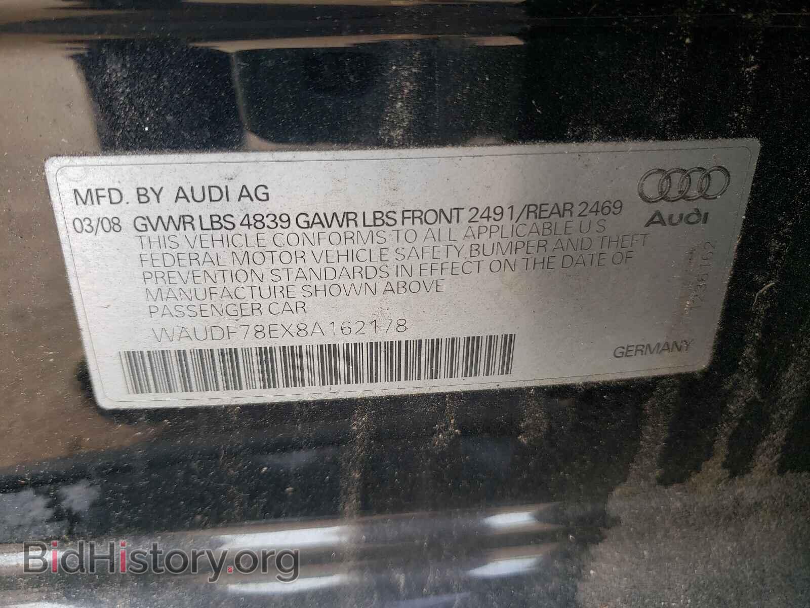 2008 AUDI A4 - VIN: WAUDF78EX8A162178 - Фото 10