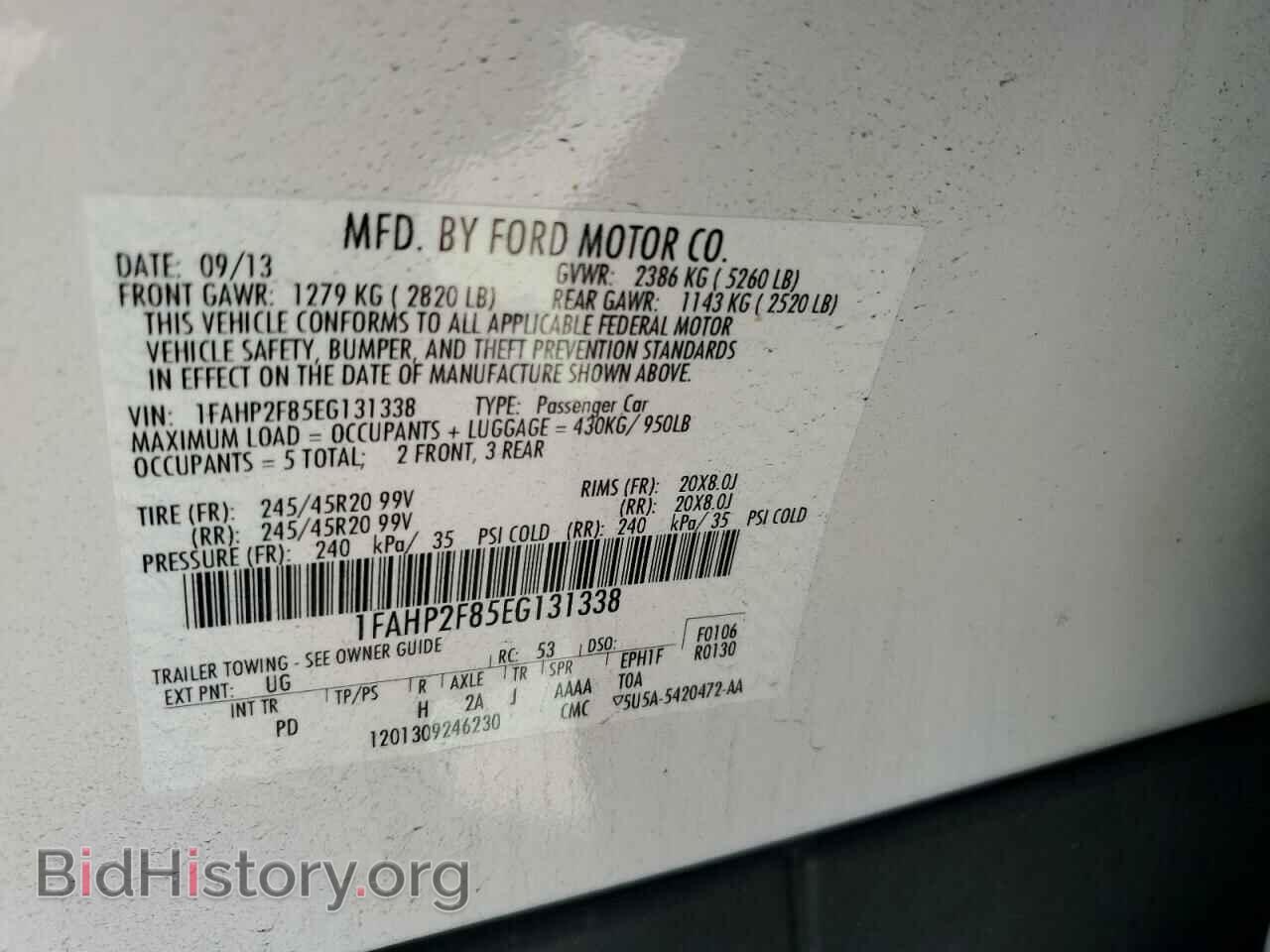 2014 FORD TAURUS - VIN: 1FAHP2F85EG131338 - Фото 12