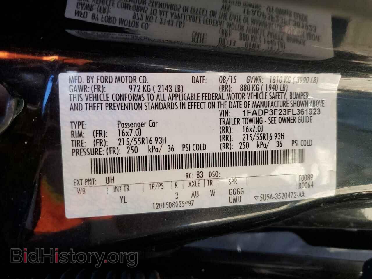 2015 FORD FOCUS - VIN: 1FADP3F23FL361923 - Фото 10