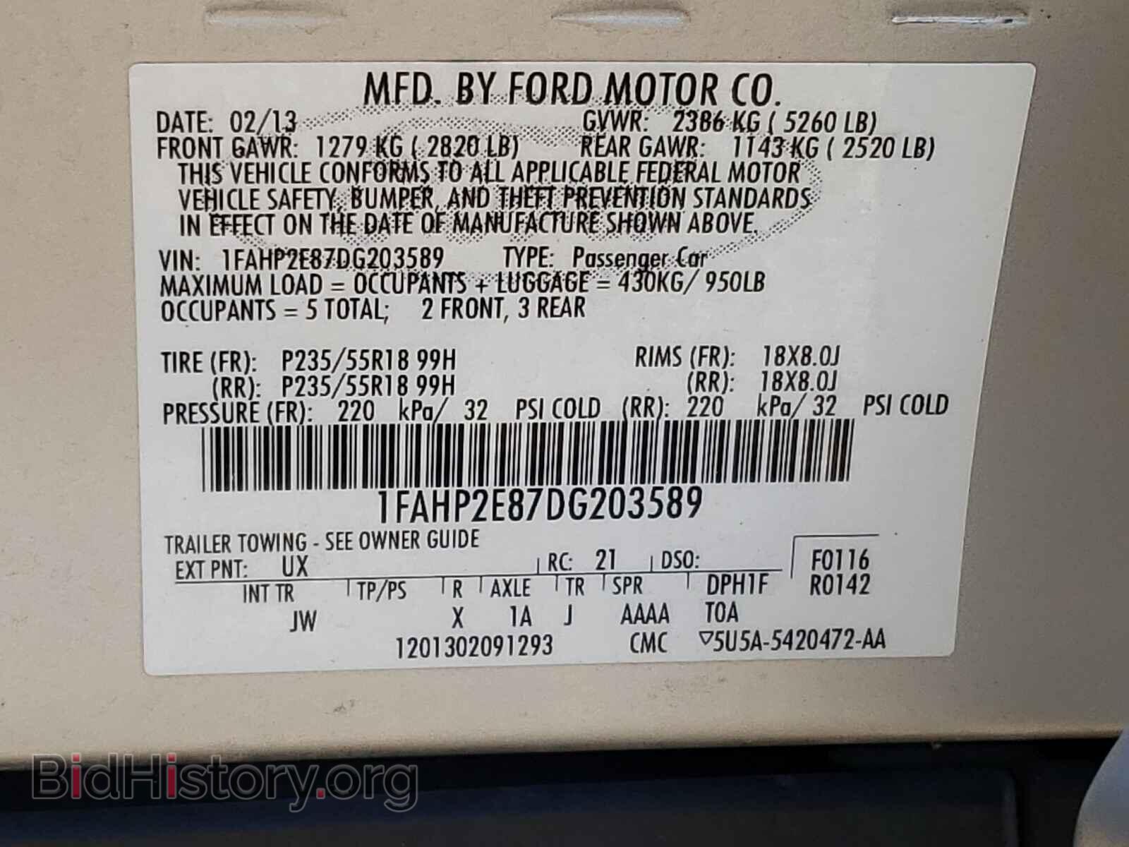 2013 FORD TAURUS - VIN: 1FAHP2E87DG203589 - Photo 10