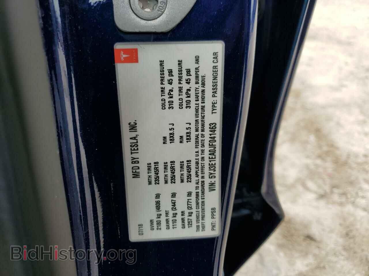 2018 TESLA MODEL 3 - VIN: 5YJ3E1EA0JF041463 - Фото 12