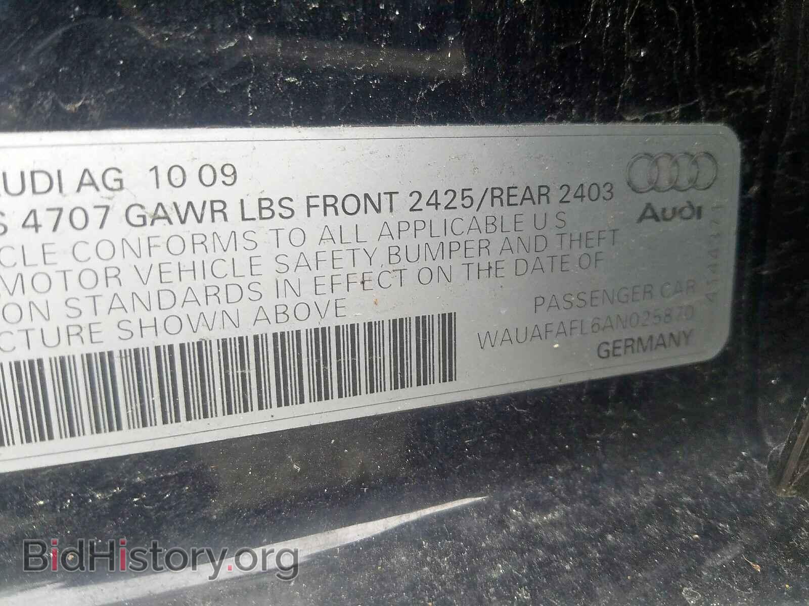 2010 AUDI A4 - VIN: WAUAFAFL6AN025870 - Фото 10