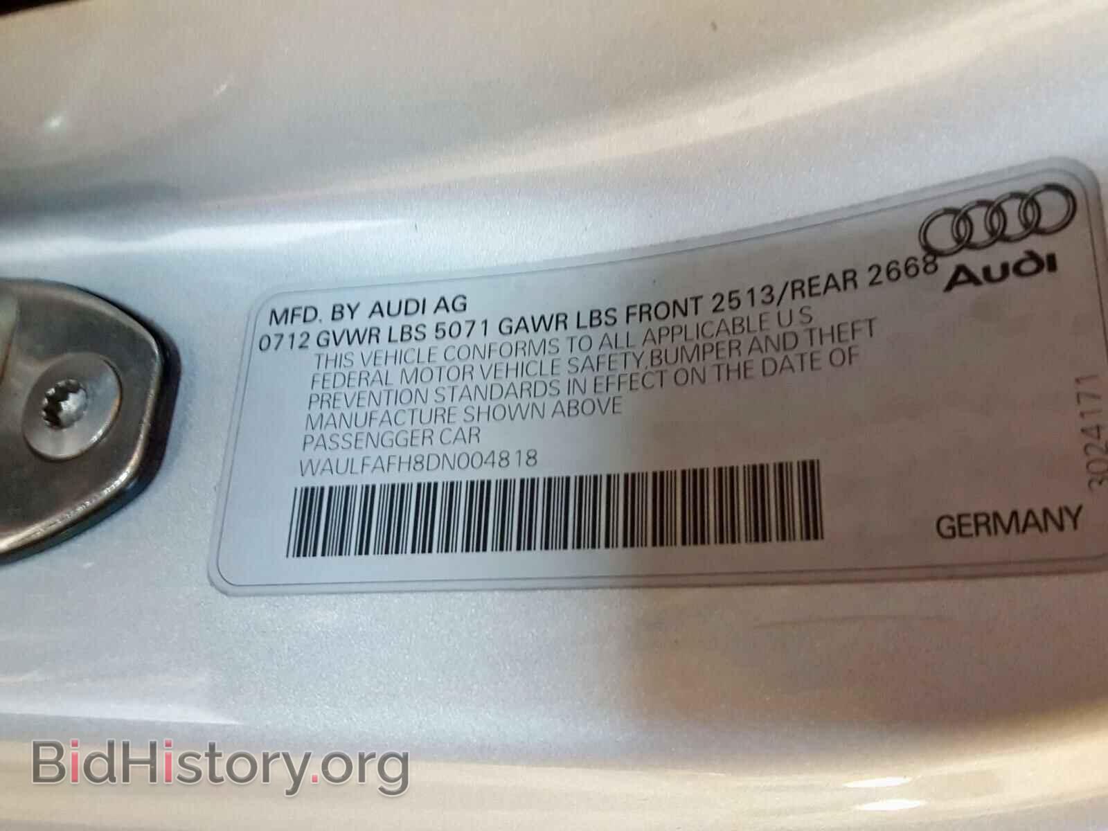 2013 AUDI A5 - VIN: WAULFAFH8DN004818 - Фото 10