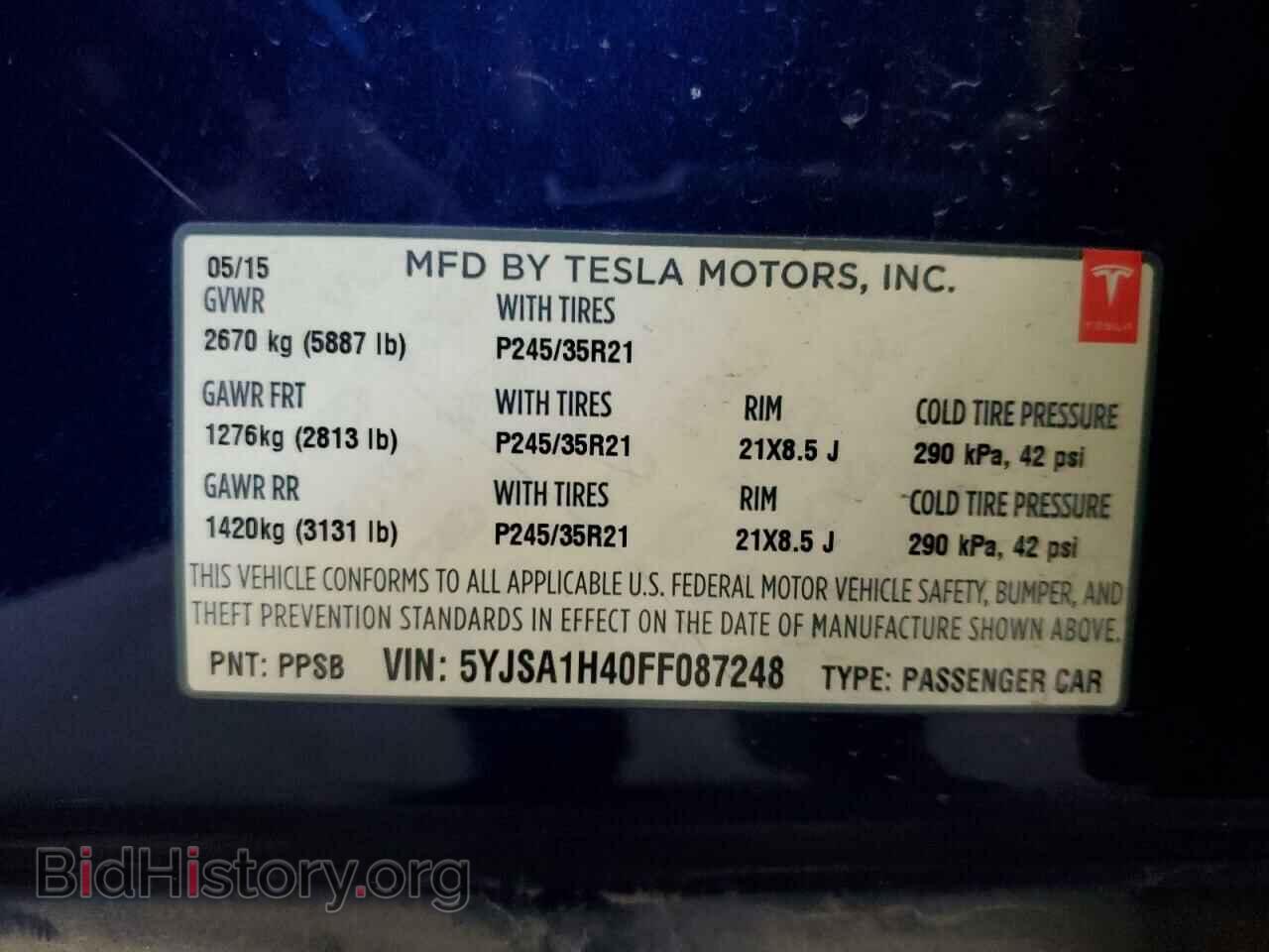 2015 TESLA MODEL S - VIN: 5YJSA1H40FF087248 - Photo 10