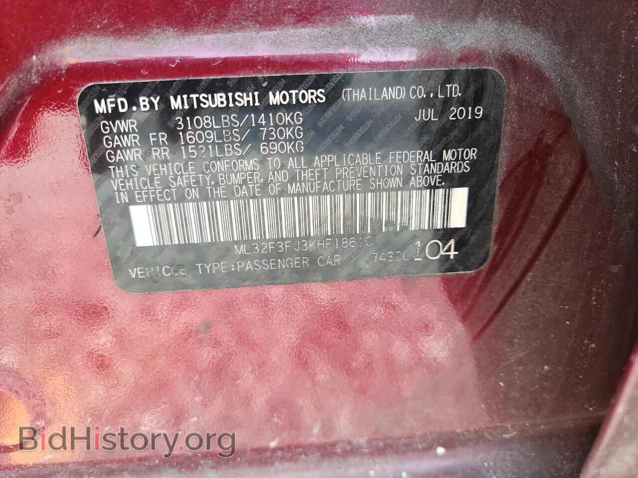 2019 MITSUBISHI MIRAGE - VIN: ML32F3FJ3KHF18610 - Фото 12