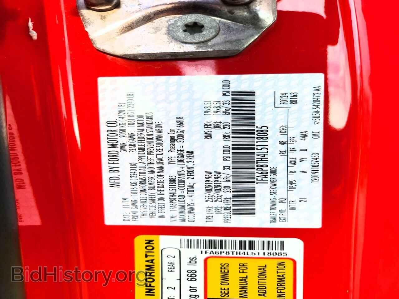 2020 FORD MUSTANG - VIN: 1FA6P8TH4L5118085 - Фото 12