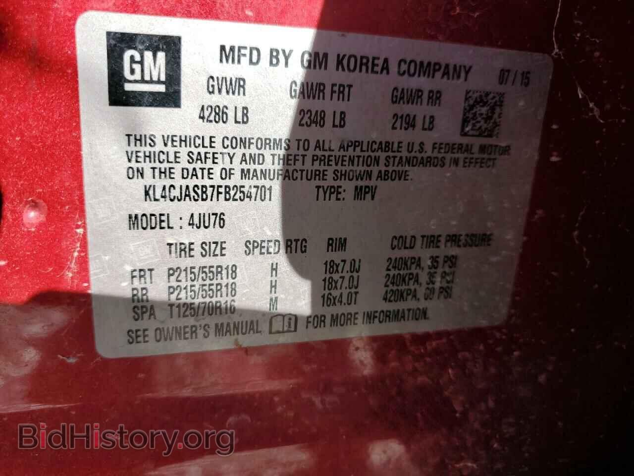2015 BUICK ENCORE - VIN: KL4CJASB7FB254701 - Photo 10
