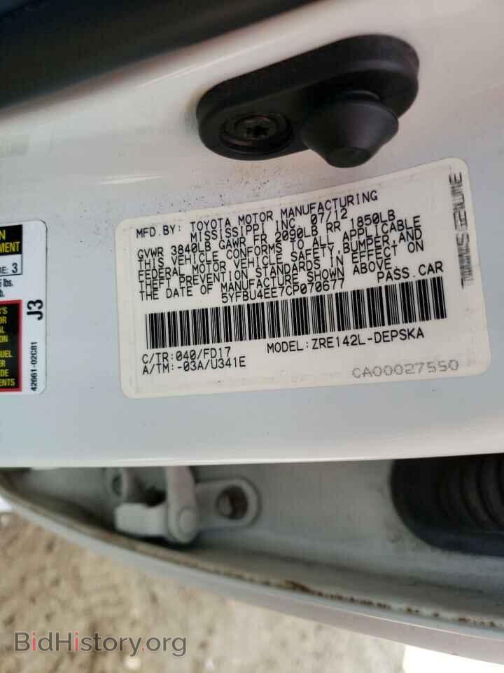 2012 TOYOTA COROLLA - VIN: 5YFBU4EE7CP070677 - Фото 10