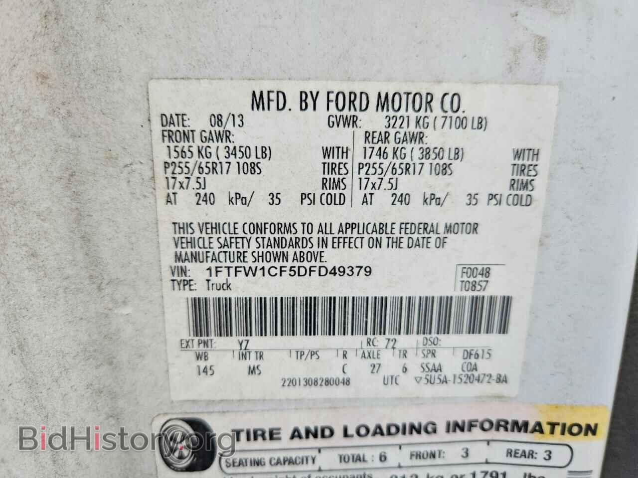 2013 FORD F150 - VIN: 1FTFW1CF5DFD49379 - Фото 13