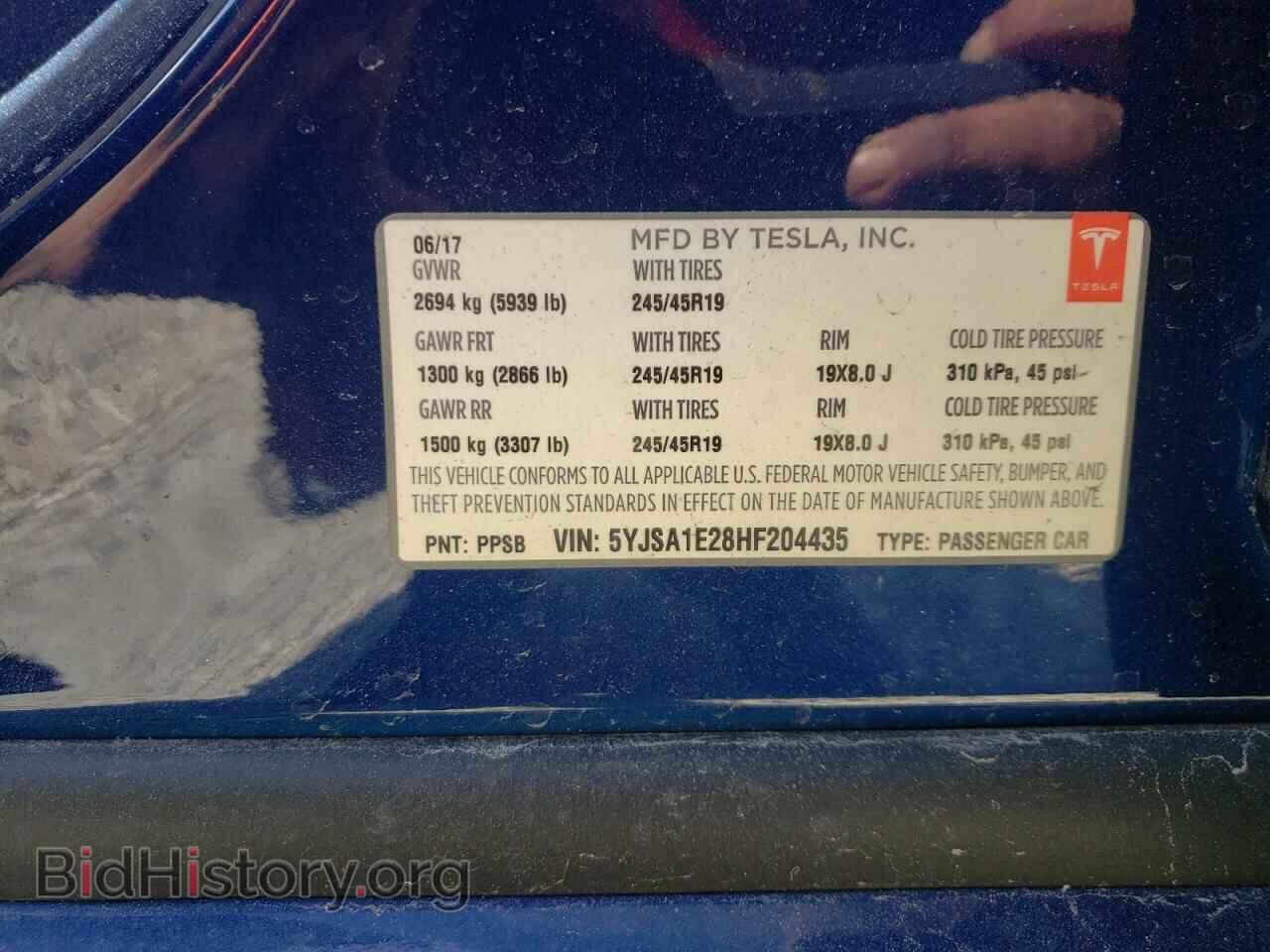 2017 TESLA MODEL S - VIN: 5YJSA1E28HF204435 - Фото 10