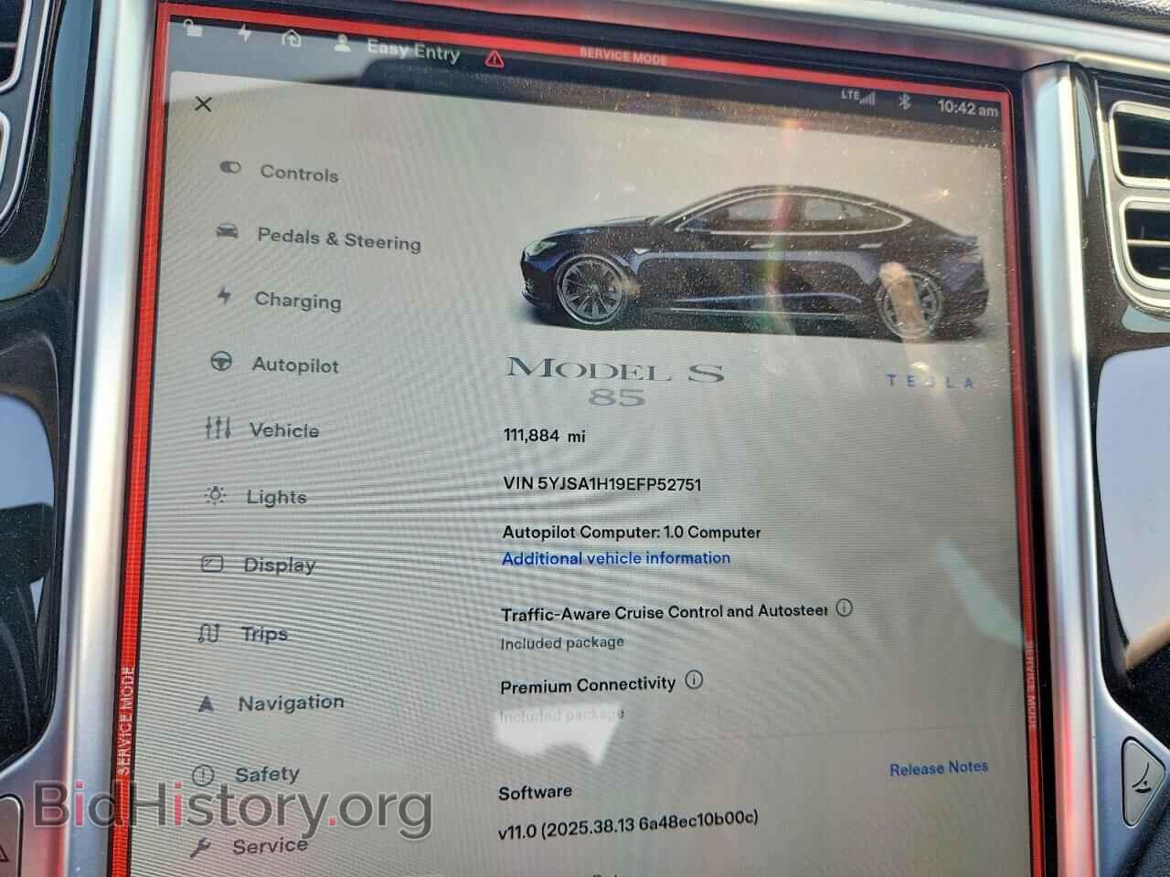 2014 TESLA MODEL S - VIN: 5YJSA1H19EFP52751 - Фото 9