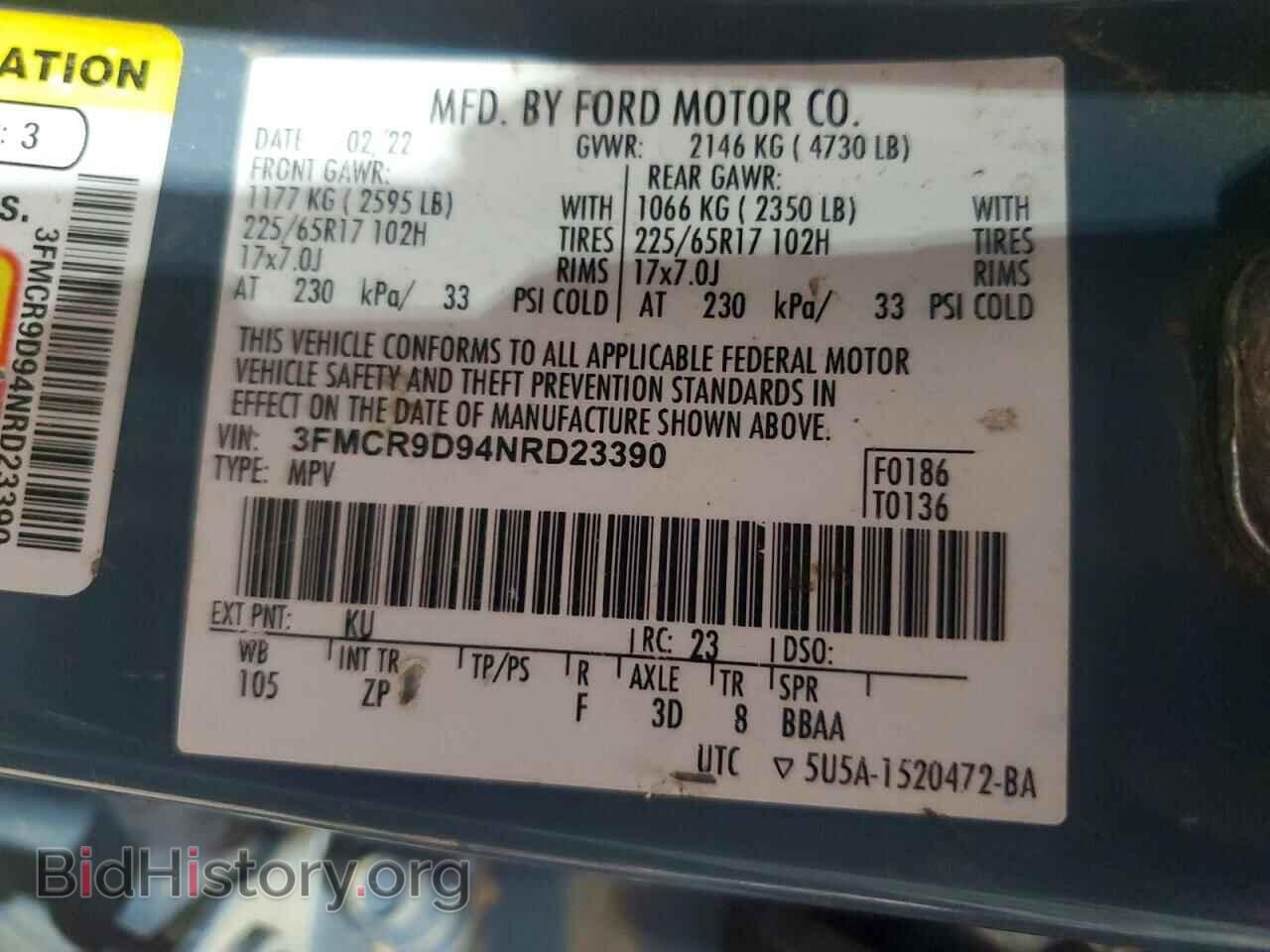 2022 FORD BRONCO - VIN: 3FMCR9D94NRD23390 - Photo 12