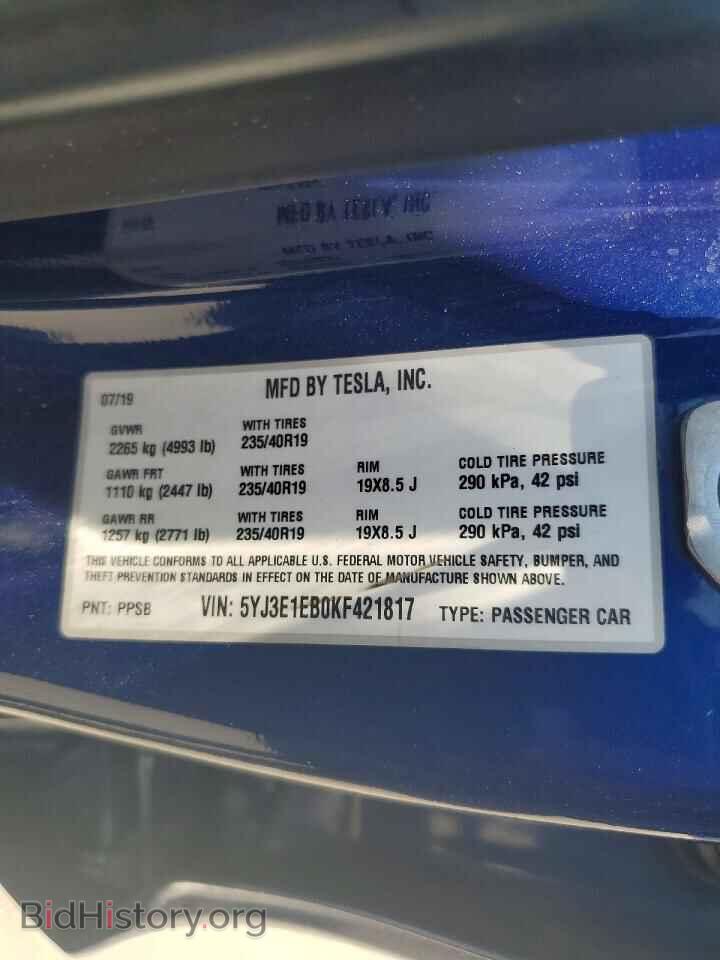 2019 TESLA MODEL 3 - VIN: 5YJ3E1EB0KF421817 - Photo 12