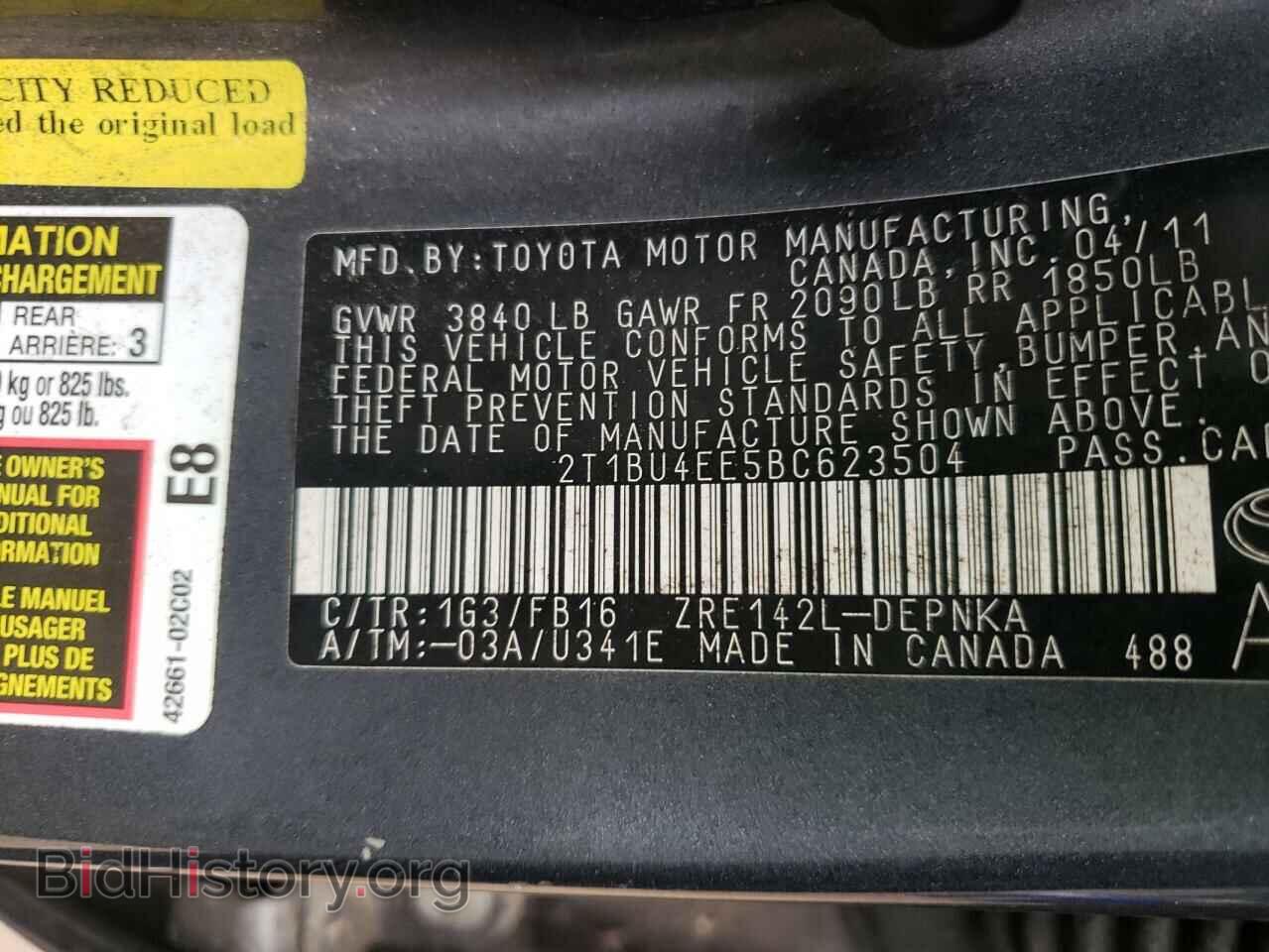 2011 TOYOTA COROLLA - VIN: 2T1BU4EE5BC623504 - Фото 10