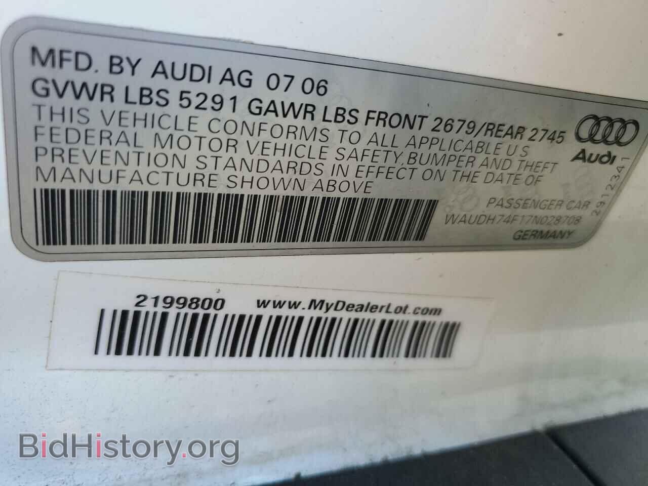 2007 AUDI A6 - VIN: WAUDH74F17N028708 - Photo 12