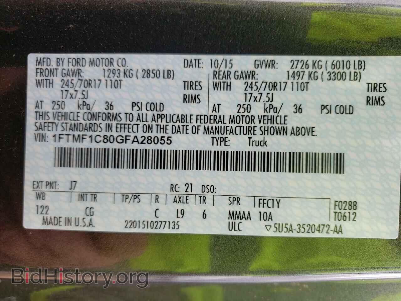 2016 FORD F150 - VIN: 1FTMF1C80GFA28055 - Фото 10