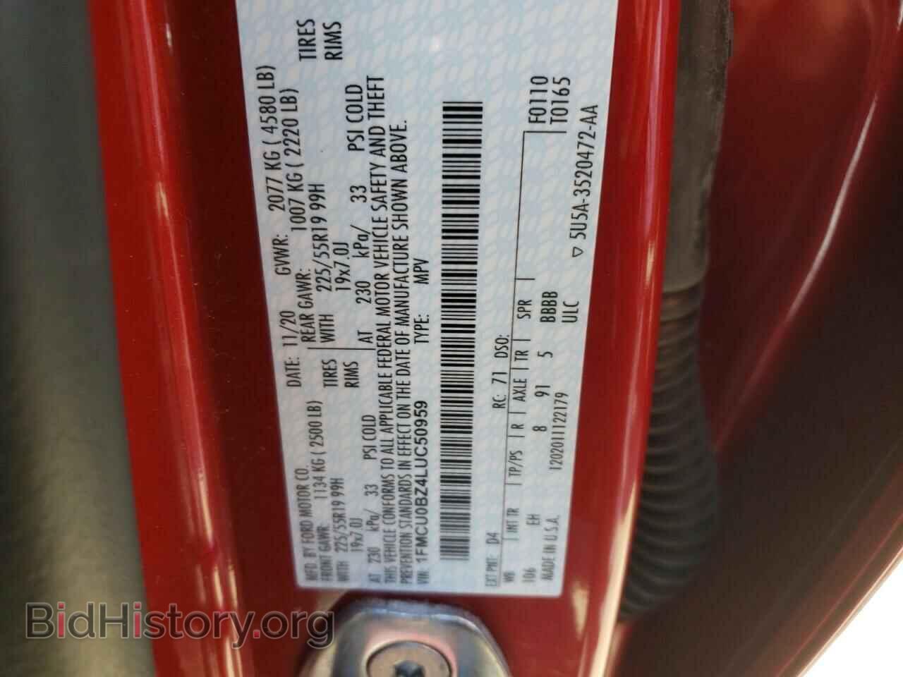 2020 FORD ESCAPE - VIN: 1FMCU0BZ4LUC50959 - Фото 10