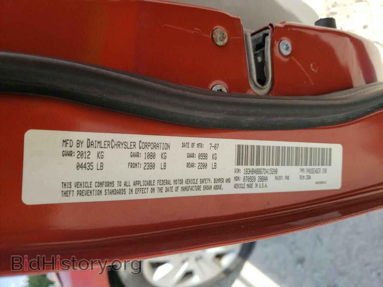 2007 DODGE CALIBER - VIN: 1B3HB48B67D415208 - Photo 10