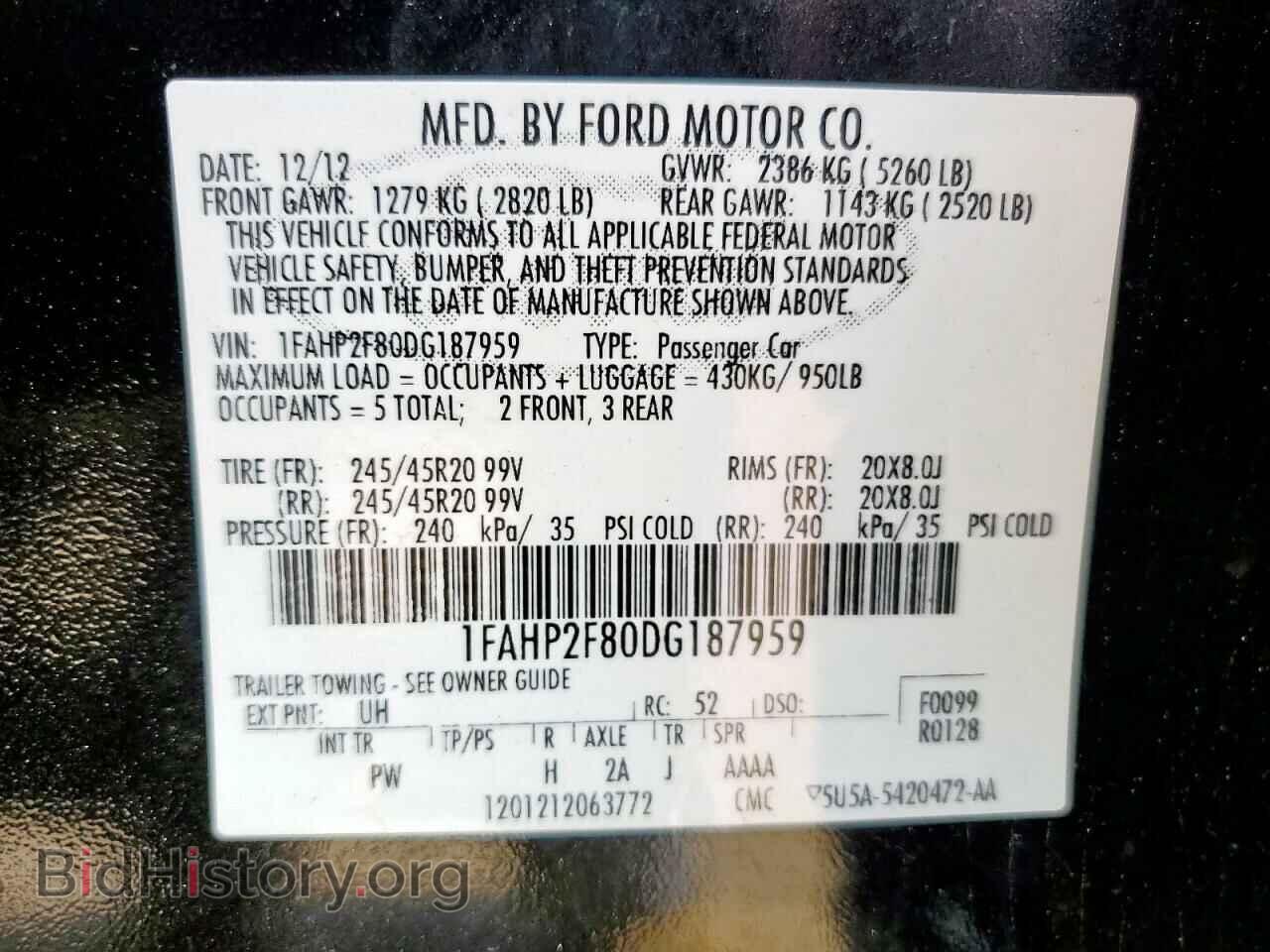 2013 FORD TAURUS - VIN: 1FAHP2F80DG187959 - Фото 12