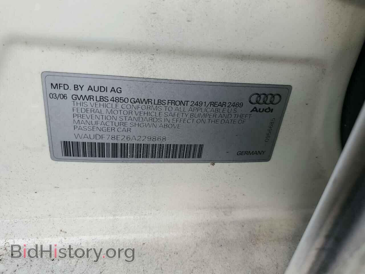2006 AUDI A4 - VIN: WAUDF78E26A229868 - Фото 10