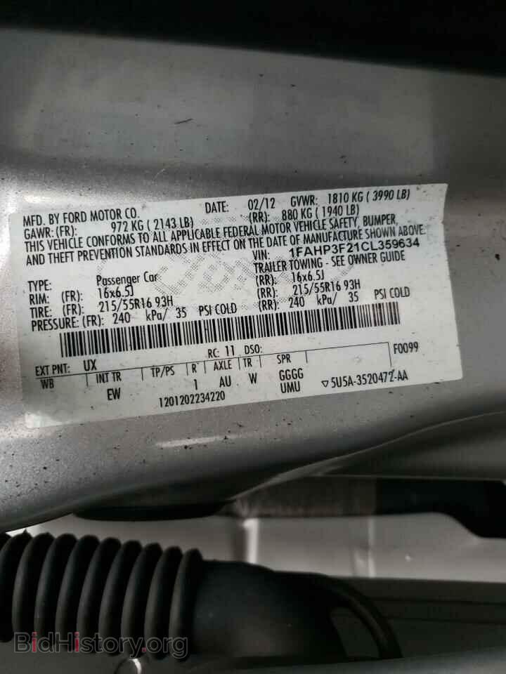 2012 FORD FOCUS - VIN: 1FAHP3F21CL359634 - Фото 10
