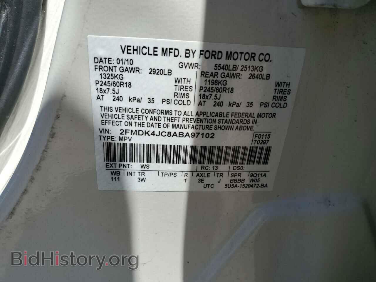 2010 FORD EDGE - VIN: 2FMDK4JC8ABA97102 - Фото 13