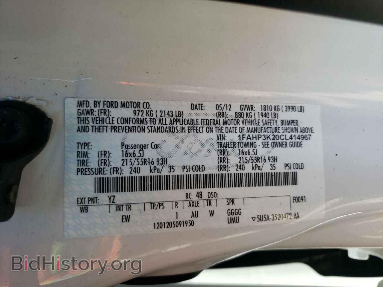 2012 FORD FOCUS - VIN: 1FAHP3K20CL414967 - Фото 10