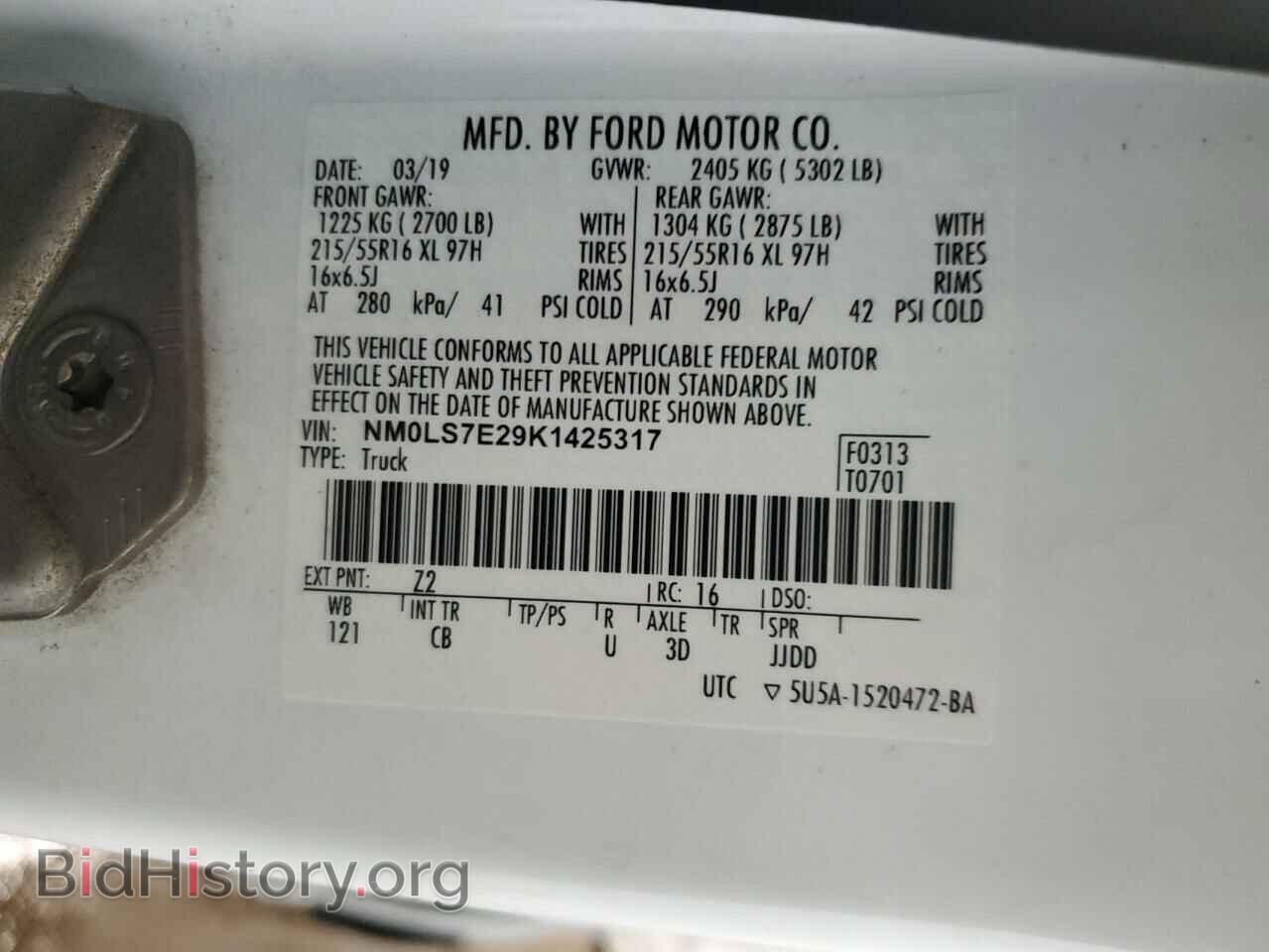 2019 FORD TRANSIT - VIN: NM0LS7E29K1425317 - Photo 13