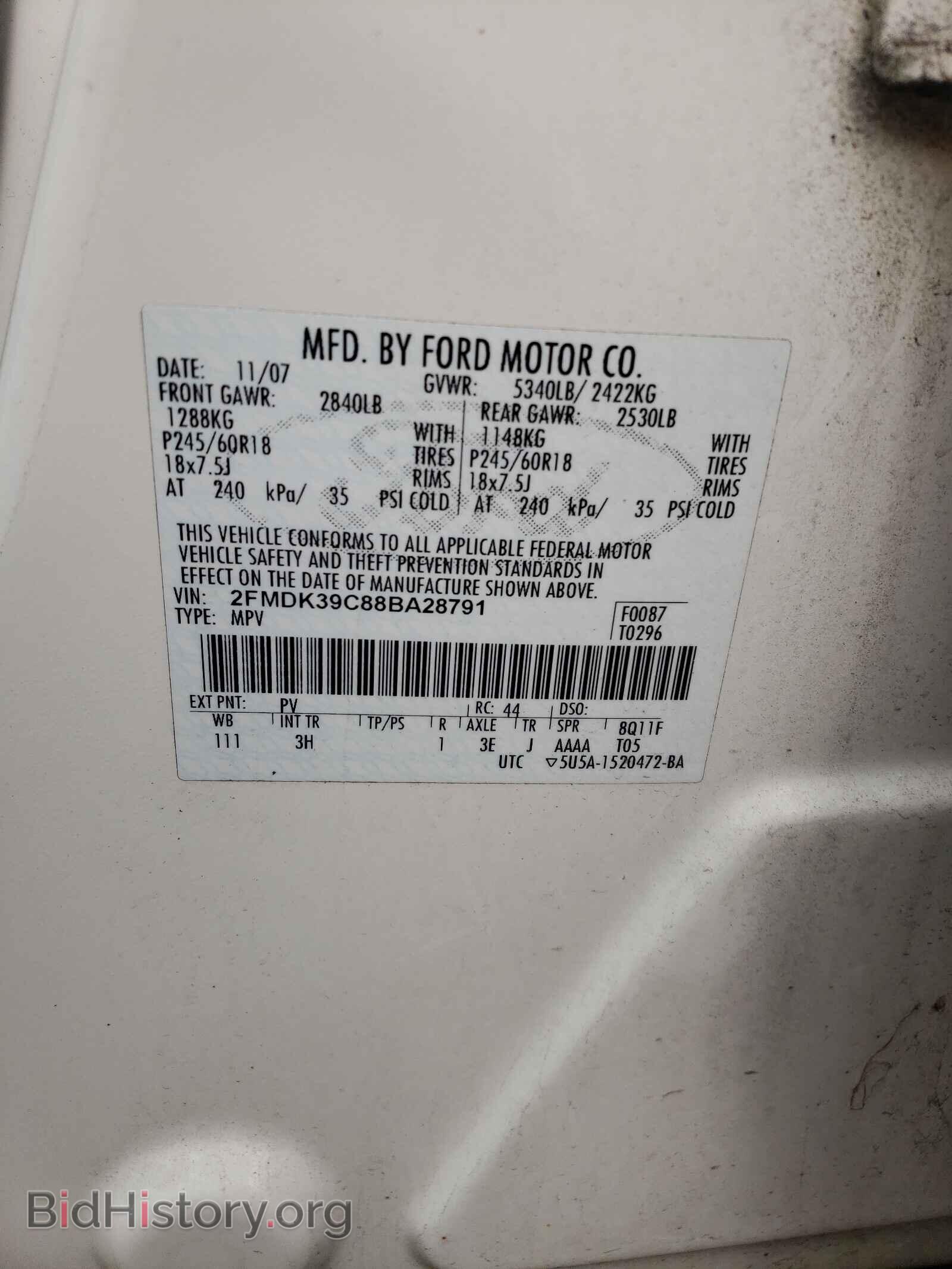 2008 FORD EDGE - VIN: 2FMDK39C88BA28791 - Photo 10
