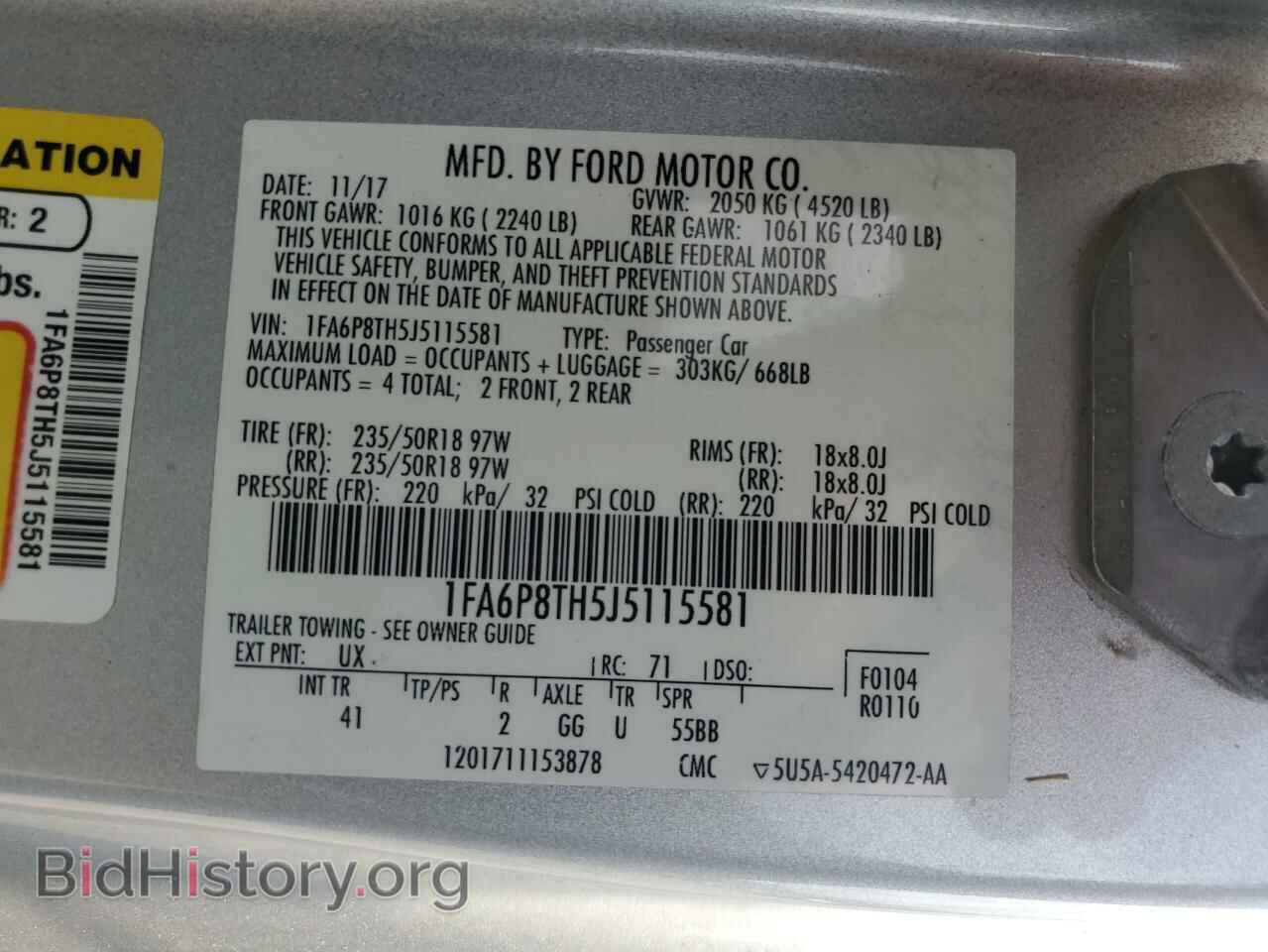 2018 FORD ALL Models - VIN: 1FA6P8TH5J5115581 - Фото 12