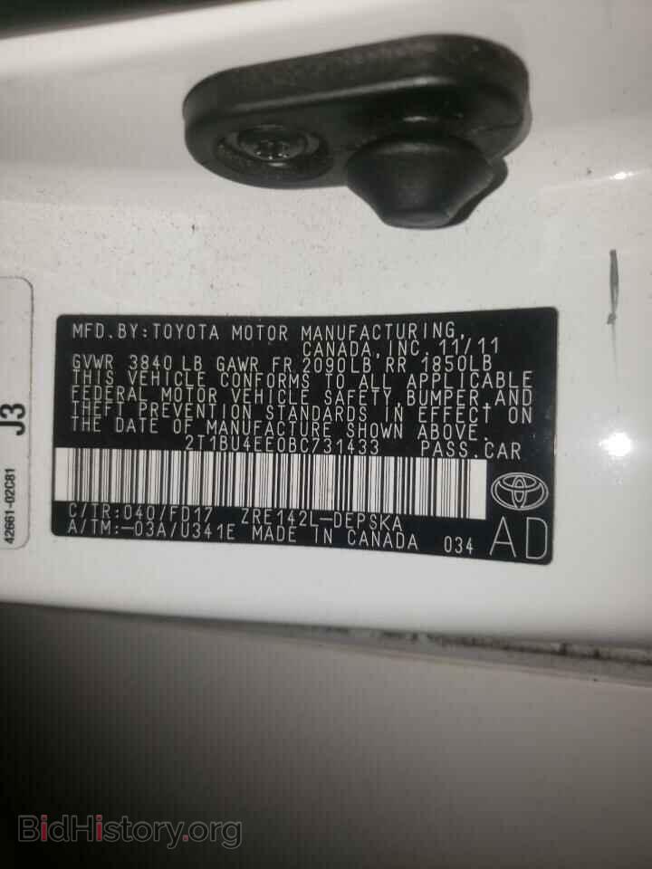2011 TOYOTA COROLLA - VIN: 2T1BU4EE0BC731433 - Фото 10