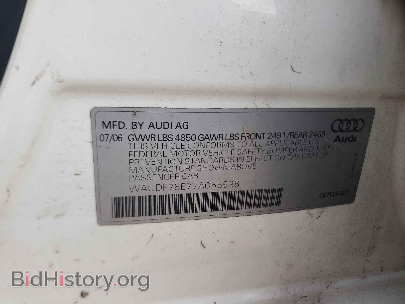 2007 AUDI A4 - VIN: WAUDF78E77A055538 - Фото 10