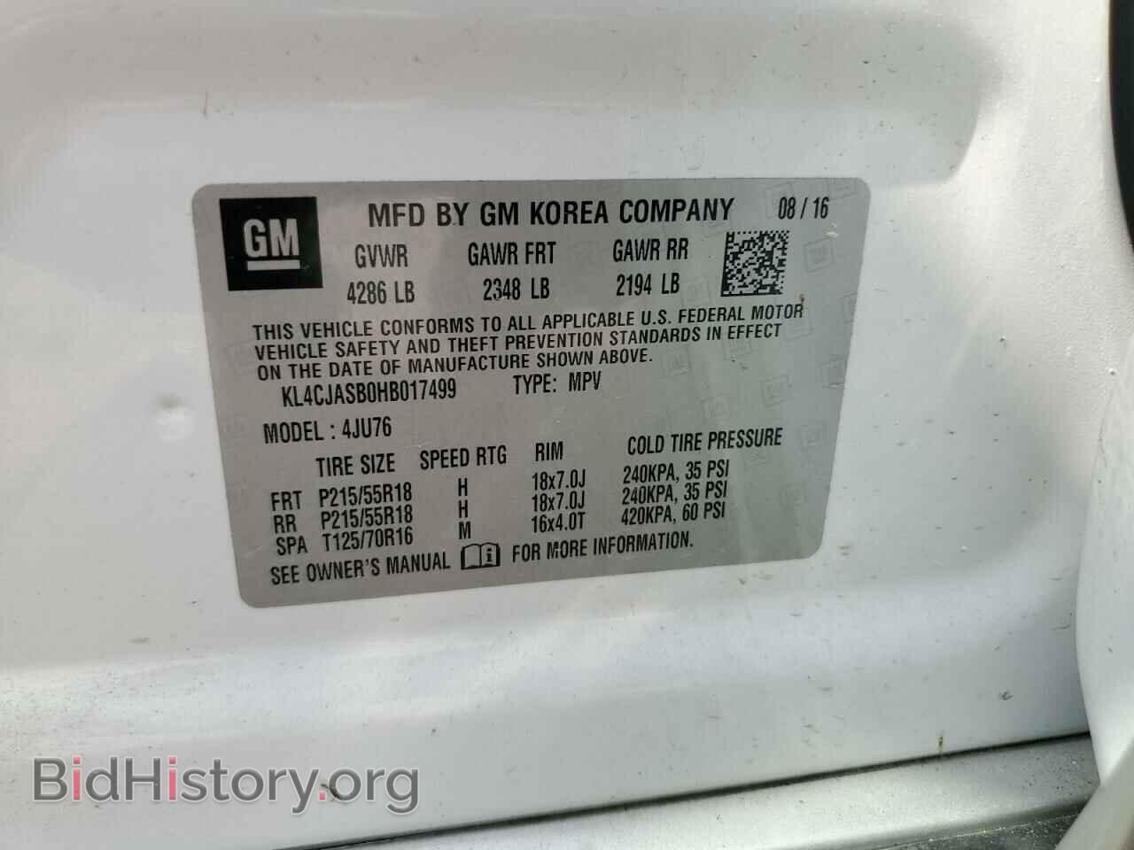 2017 BUICK ENCORE - VIN: KL4CJASB0HB017499 - Фото 13