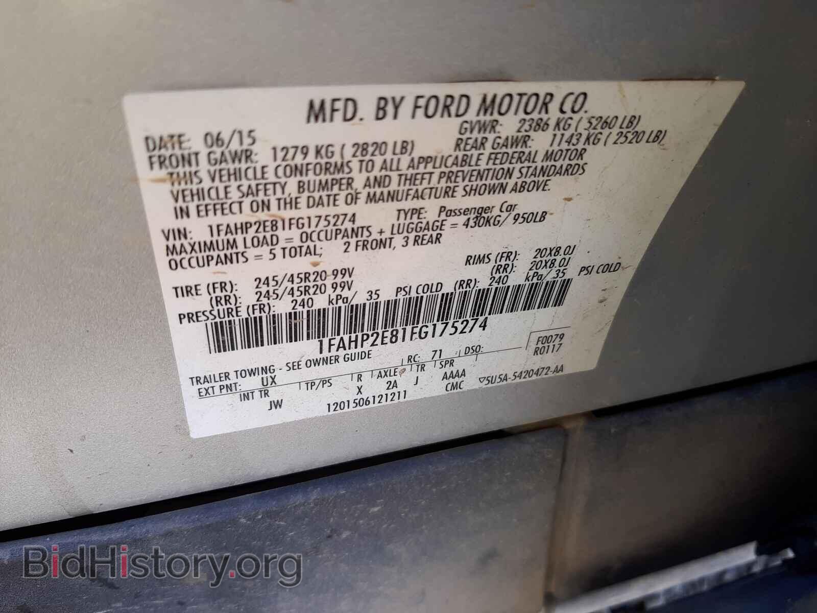 2015 FORD TAURUS - VIN: 1FAHP2E81FG175274 - Photo 10