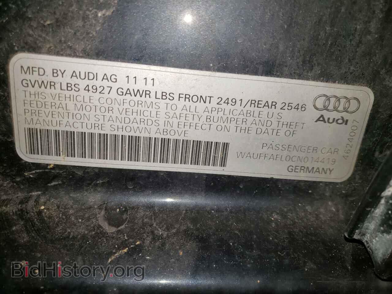 2012 AUDI A4 - VIN: WAUFFAFL0CN014419 - Фото 10