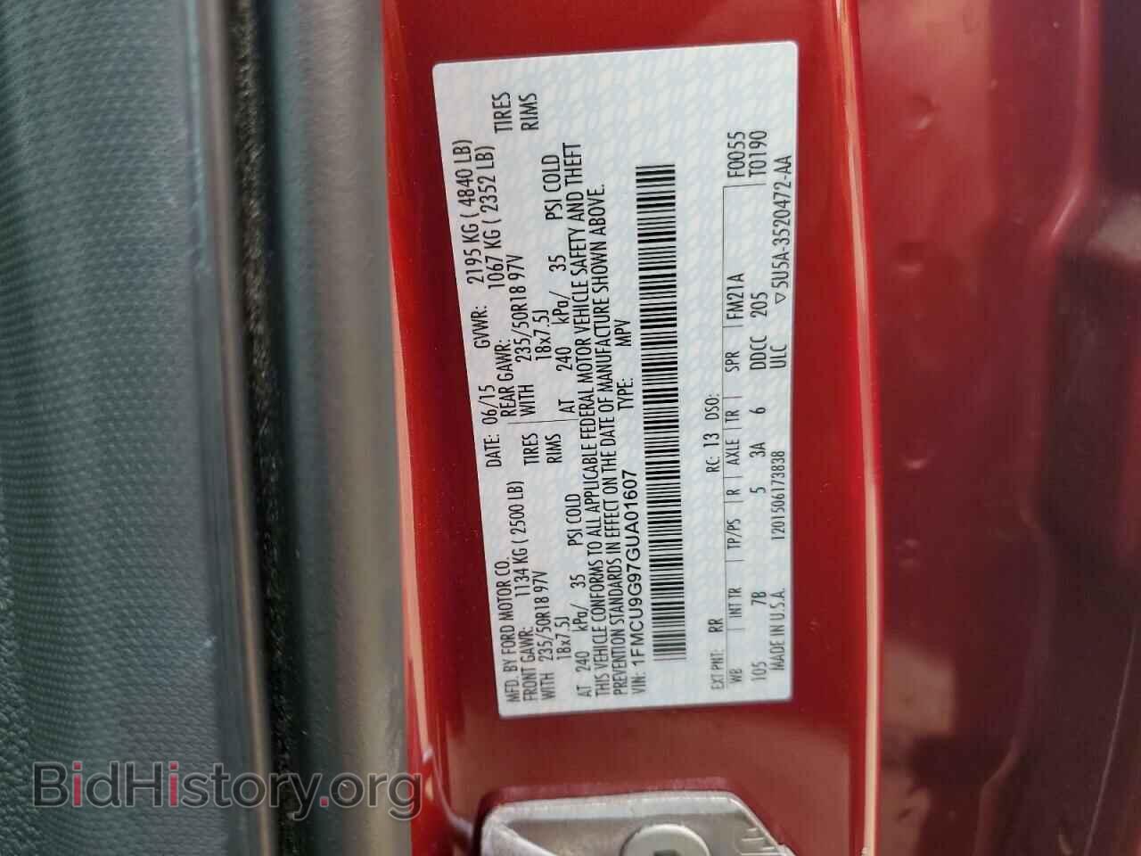 2016 FORD ESCAPE - VIN: 1FMCU9G97GUA01607 - Photo 13