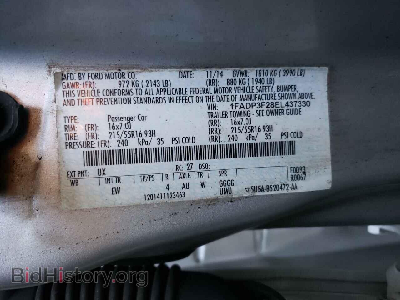 2014 FORD FOCUS - VIN: 1FADP3F28EL437330 - Фото 10