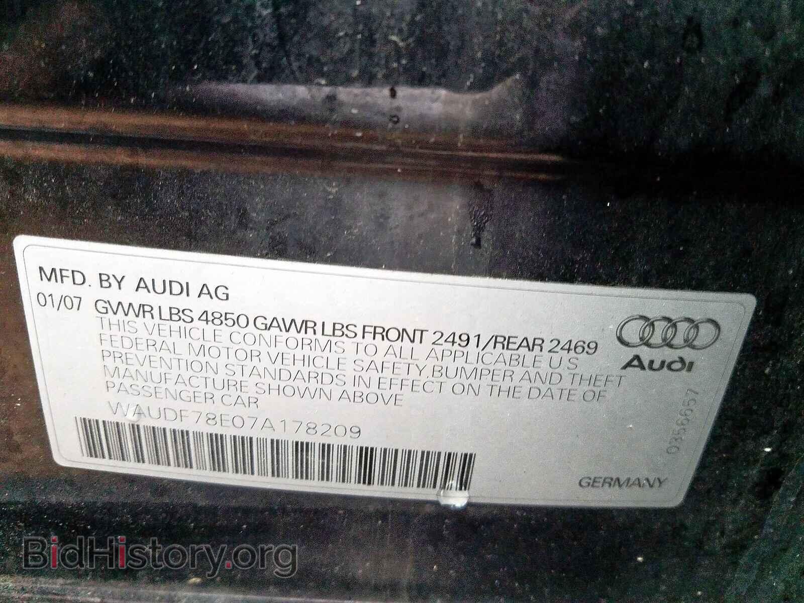 2007 AUDI A4 - VIN: WAUDF78E07A178209 - Фото 10