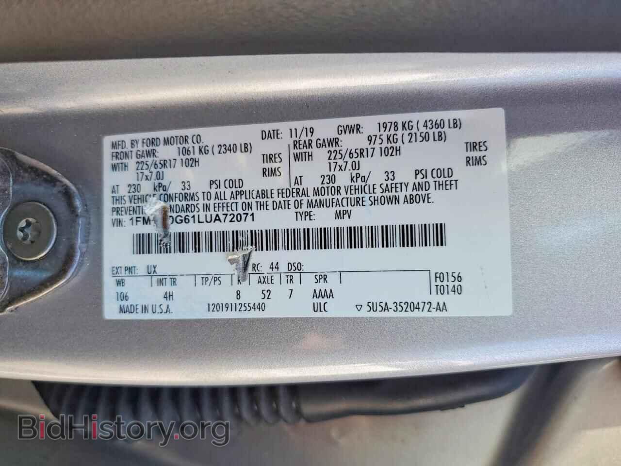 2020 FORD ESCAPE - VIN: 1FMCU0G61LUA72071 - Photo 12