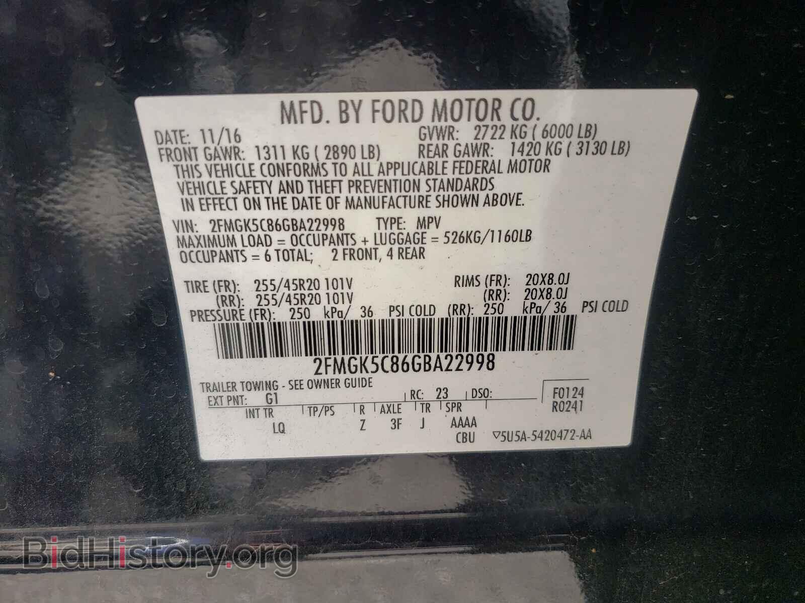 2016 FORD FLEX - VIN: 2FMGK5C86GBA22998 - Photo 10