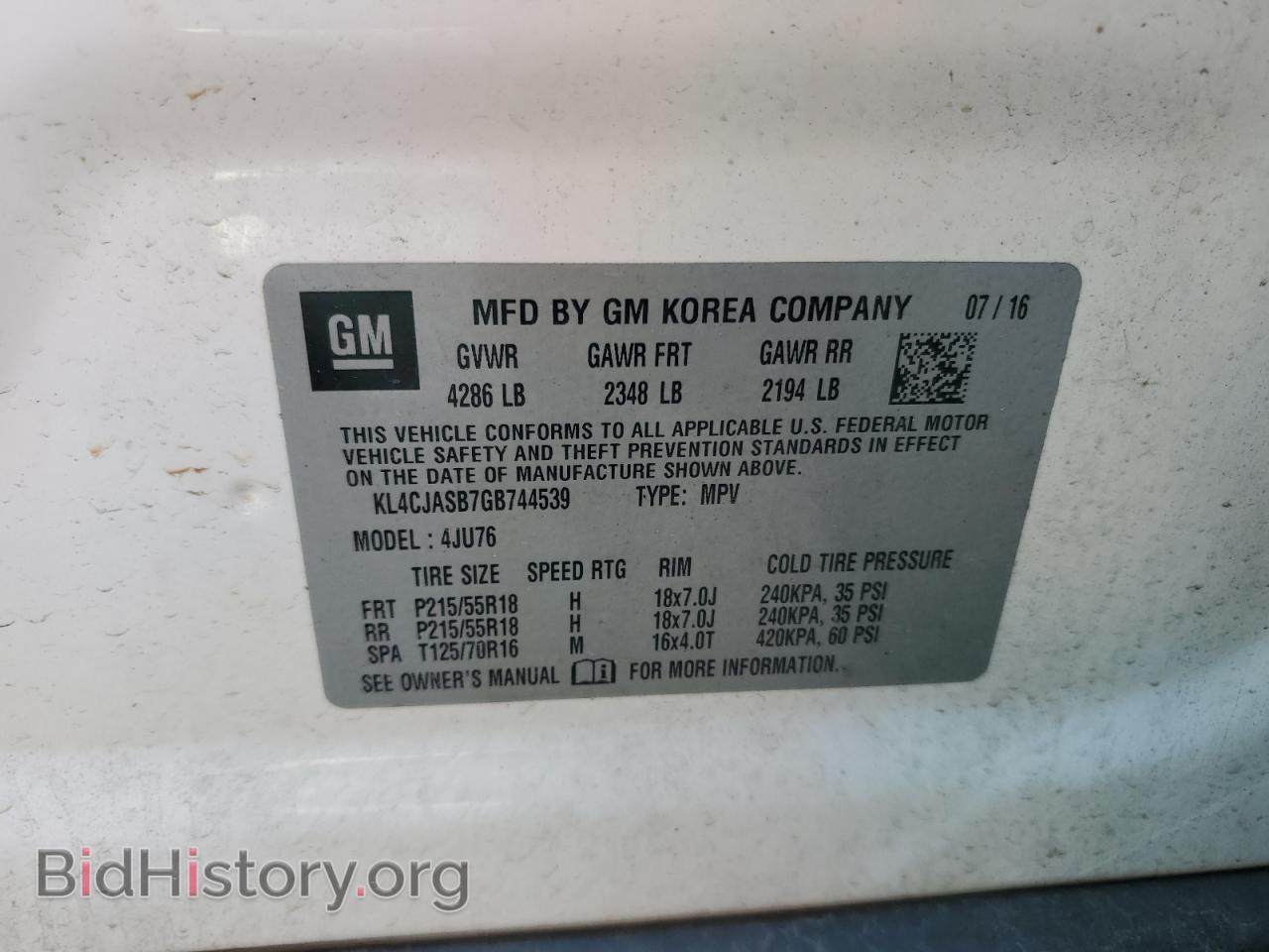 2016 BUICK ENCORE - VIN: KL4CJASB7GB744539 - Photo 13