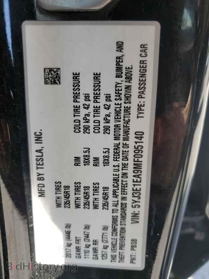 2021 TESLA MODEL 3 - VIN: 5YJ3E1EA9MF095140 - Фото 13