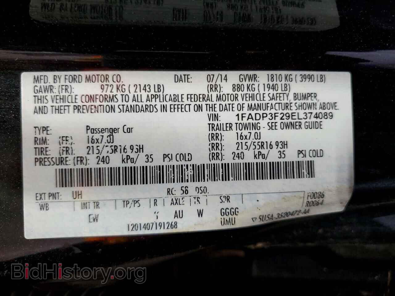 2014 FORD FOCUS - VIN: 1FADP3F29EL374089 - Фото 12