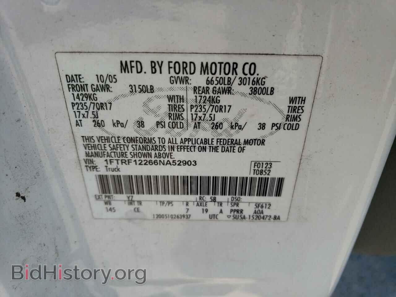 2006 FORD All Models - VIN: 1FTRF12266NA52903 - Фото 12