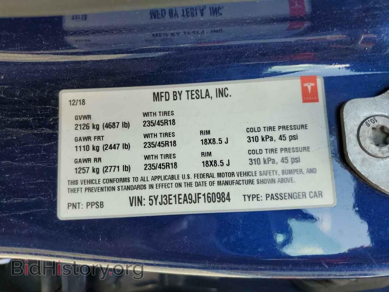 2018 TESLA MODEL 3 - VIN: 5YJ3E1EA9JF160984 - Фото 12