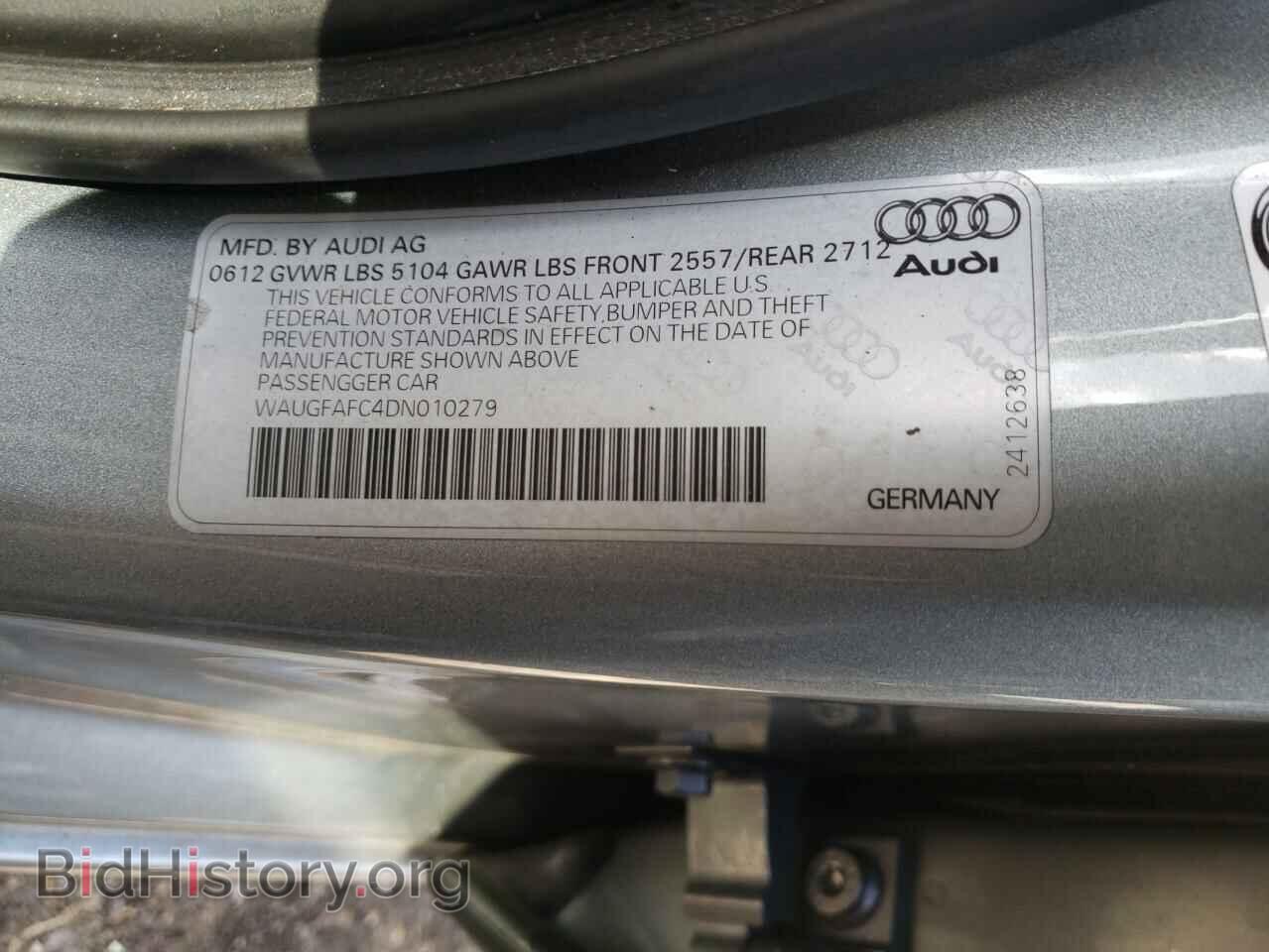 2013 AUDI A6 - VIN: WAUGFAFC4DN010279 - Фото 10