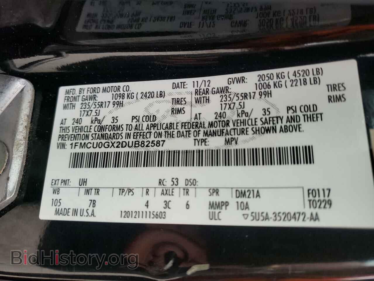 2013 FORD ESCAPE - VIN: 1FMCU0GX2DUB82587 - Фото 10