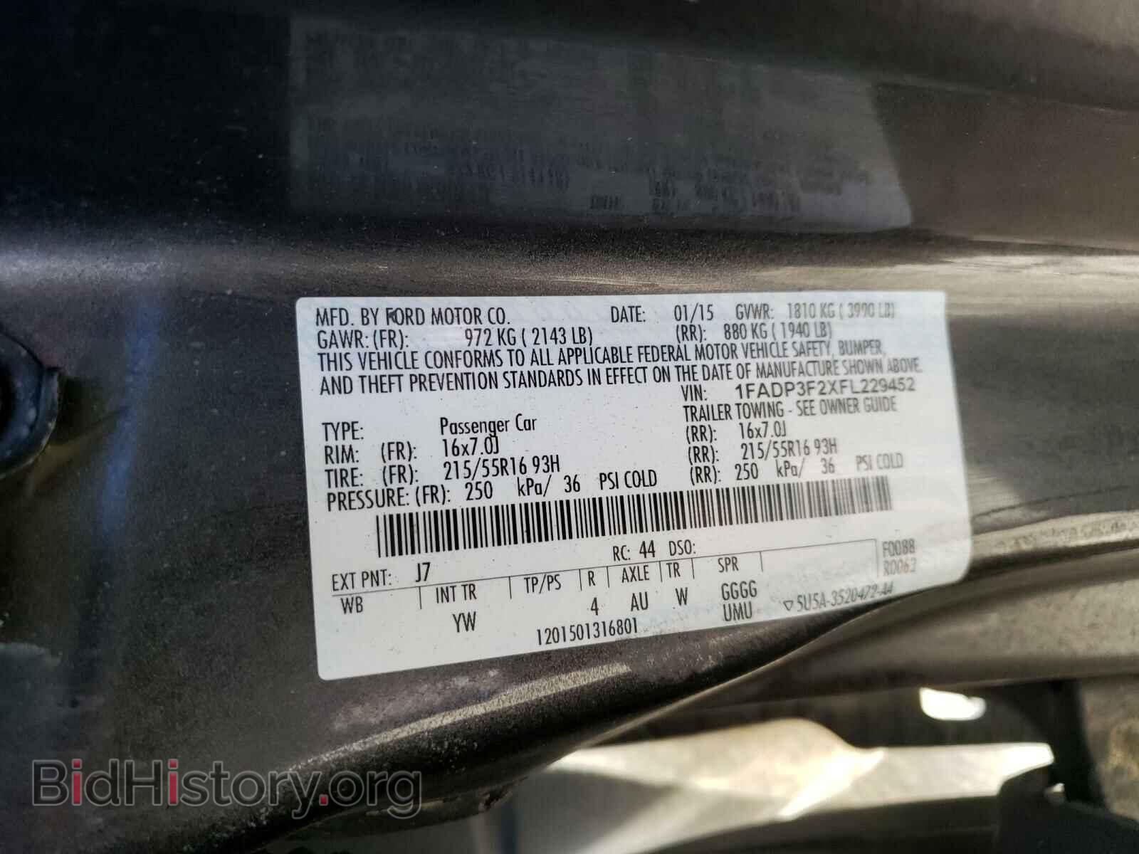 2015 FORD FOCUS - VIN: 1FADP3F2XFL229452 - Фото 10
