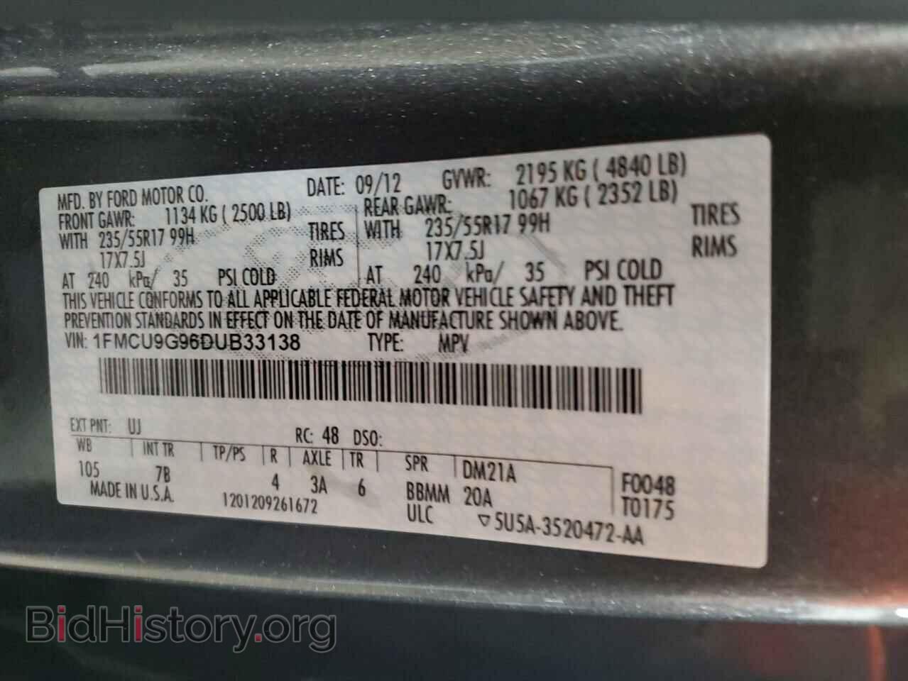 2013 FORD ESCAPE - VIN: 1FMCU9G96DUB33138 - Фото 13