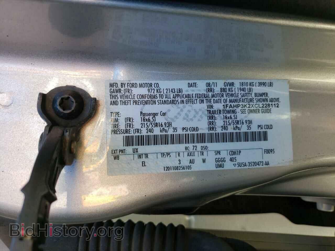 2012 FORD FOCUS - VIN: 1FAHP3K2XCL228112 - Фото 10